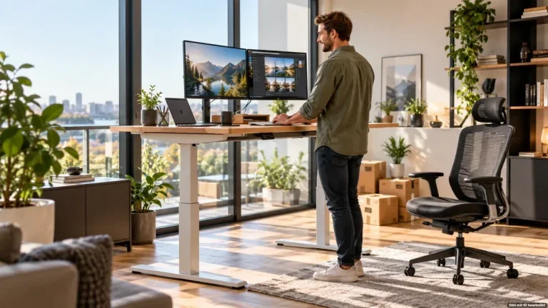 FlexiSpot Amazon Angebote mit höhenverstellbarem Schreibtisch und ergonomischem Bürostuhl