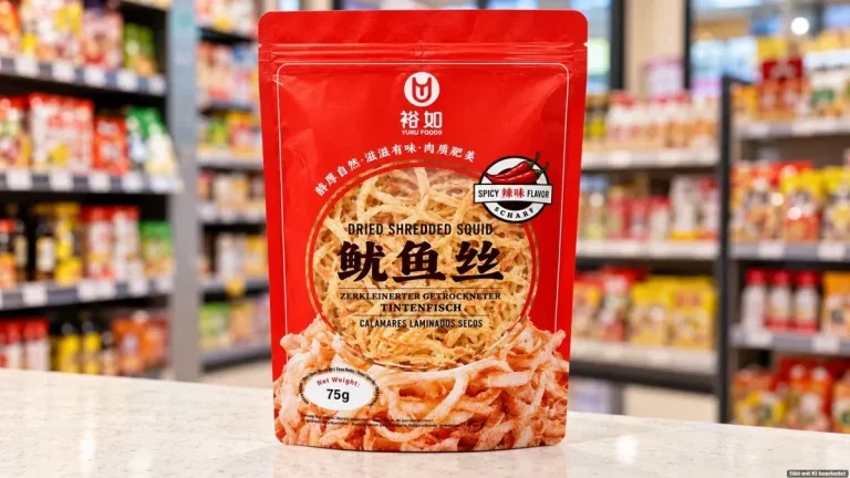 Zurückgerufener getrockneter Tintenfisch der Marke Yuru Foods in der 75-Gramm-Packung bei Go Asia