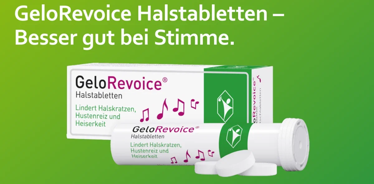 GeloRevoice Halstabletten Gratisprobe im Oktober 2026 kostenlos bei mea Apotheken abholen