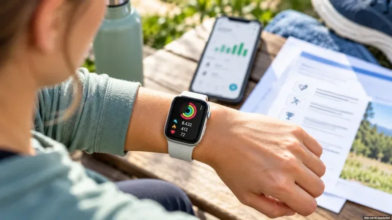 Smartwatch am Handgelenk zur Illustration von Krankenkassen-Zuschüssen für Fitness-Tracker