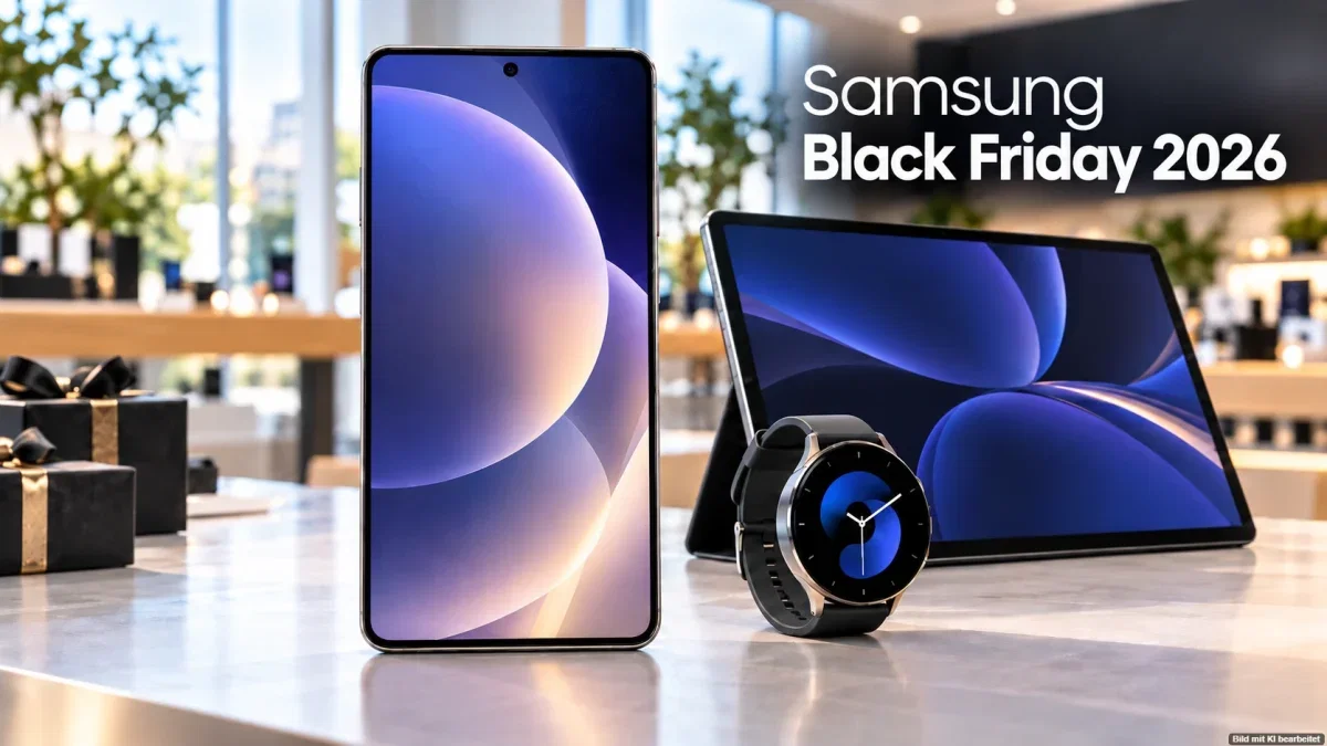 Samsung Galaxy Smartphone mit Tablet und Smartwatch als Symbolbild zum Black Friday 2026