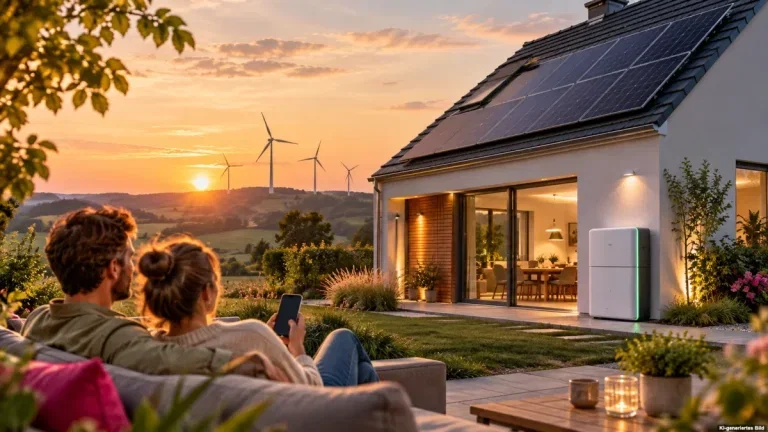 Haus mit Solaranlage und Batteriespeicher zum Stromangebot von Telekom und Rabot Energy
