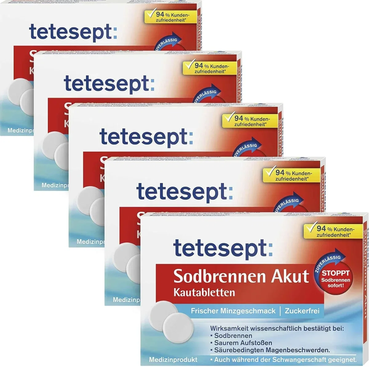 tetesept Sodbrennen Akut Kautabletten Magentabletten (5 x 20 Stück)
