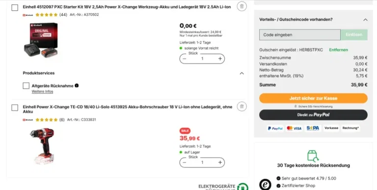 Einhell TE-CD 18/40 Li Akku-Bohrschrauber mit 18 V und 40 Nm Drehmoment