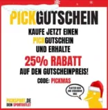 Picksport: Geschenkgutscheine mit 25 % Rabatt