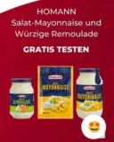 Gratis testen: Homann Salat-Mayonnaise und Würzige Remoulade