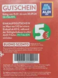 5 € Gutschein bei Aldi Süd für Einkäufe bei Aldi Italien