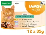 IAMS Delights Land & Sea Collection Katzenfutter Nass – Multipack mit Fleisch und Fisch Sorten in Sauce, Nassfutter für Katzen ab 1 Jahr, 12 x 85 g ab 4,19 € inkl. Prime-Versand (statt 8,68 €)