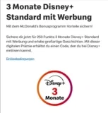 3 Monate Disney+ für nur 250 McDonald’s Punkte sichern