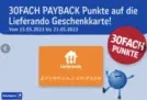 30fach Payback Punkte auf Lieferando Gutscheine [REWE Kartenwelt]