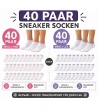 40 Paar Damen Sneaker-Socken (Gr. 35-38 bis 39-42 90 DEN blickdicht & wärmend Baumwolle) für 21,98 € inkl. Versand (0,55 €/Paar)
