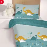 Babybettwäsche »Baby Bettwäsche Dino türkis grün Kinderbettwäsche«, Dormisette für 9,99 € inkl. Versand