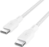 Belkin USB-C/USB-C-Kabel, 100 W Power Delivery USB-IF-zertifiziertes 2.0-Ladekabel mit doppelt geflochtenem Nylonmantel (2 m), weiß (Prime)