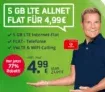 Vodafone 5GB LTE inkl. Allnet-Flat (21,6 Mbit/s ) VoLTE & WiFi-Call fähig für 4,99€ mtl.