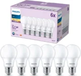 Philips Classic LED E27 Lampe, 60W, matt, warmweiß, nicht dimmbar, 6er Pack