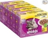 48x Whiskas 11+ Katzennassfutter – Geflügel-Auswahl in Gelee (4 x 12 Portionsbeutel à 100g)
