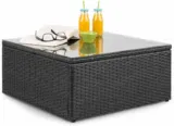 blumfeldt Theia Loungetisch Beistelltisch/Gartentisch (aus Polyrattan, Glasplatte, platzsparend) dunkelgrau