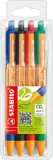 Druck-Kugelschreiber – STABILO pointball – 4er Pack – blau, schwarz, rot, grün (Prime)