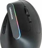 MEDION E81023 vertikale Maus (kabellos, wiederaufladbar, Bluetooth und 2.4GHz, USB, 6 Tasten, bis zu 4000 DPI)