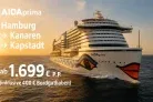 AIDAprima Kreuzfahrt: 29 Tage von Hamburg➡️ Kanaren ➡️ Kapstadt ab 1.699€ p.P. (inklusive 400€ Bordguthaben)