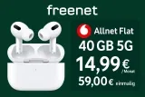 Freenet: AirPods Pro 2nd Gen + Vodafone Allnet Flat 40 GB 5G für 14,99 € / Monat + 59,00 € einmalig