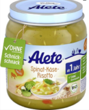 Alete bewusst BIO-Spinat-Käse-Risotto für 5,94 € inkl. Prime-Versand statt 9,30 €