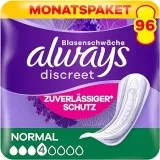 Always Discreet Inkontinenzeinlagen Normal Monatspaket 2x 96 Binden (2×4 x 24) ab 17,44 € inkl. Prime-Versand
