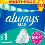 Always Maxi Normal Binden Mit Flügeln (Größe 1- 128 Stück Bis Zu 100% Schutz)