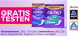 Always Slipeinlagen gratis testen – Jetzt 100 % Cashback [Aldi Nord oder Süd]