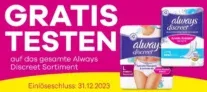 Gratis: Always Discreet Produkt dank 100 % Cashback