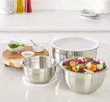 Amazon Basics Rührschüsseln 1.5 quarts Edelstahl Set Silber (3-teilig)