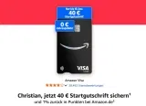 Amazon VISA Karte 💳 mit 40 € Startguthaben + Dauerhaft kostenfrei (Prime-Kunden) + 1 % Cashback für Einkäufe bei Amazon