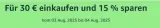 15 % Rabatt bei Amazon ab 30 € Einkaufswert