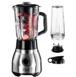 Russell Hobbs Standmixer Glas Steel 2-in-1 (1,5l Glasbehälter Mixer & 0,6l Mini Smoothie Maker -To-Go-Trinkflasche inkl. Deckel) für 59,49 € inkl. Versand (statt 76,28 €)