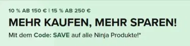 Ninja Staffelrabatt – Bis zu 15 % Rabatt auf alle Ninja Produkte