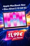 Blau: Apple MacBook Neo + Blau Allnet S 10 GB 5G für 38,49 € / Monat + 23,99 € einmalig