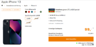 Saturn Tarifwelt: Apple iPhone 13 + Vodafone green LTE 10GB für 24,99 € / Monat + 138,99 € einmalig