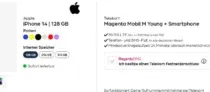 starmobile: Apple iPhone 14 + Telekom Magenta M Young 40 GB 5G für 39,95 € / Monat + 139,90 € einmalig [bis 27 Jahre]