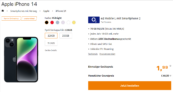 Saturn Tarifwelt: Apple iPhone 14 + o2 Mobile L 70+ GB LTE für 44,99 € / Monat + 46,93 € einmalig