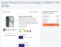 Apple iPhone 15 Plus + o2 Mobile M mit 25 GB+ 5G für 69,99 € / Monat + 45,98 € einmalig