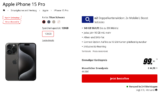 MediaMarkt Tarifwelt: Apple iPhone 15 Pro + 2x o2 Mobile L Boost 140 GB+ 5G für 44,98 € / Monat + 138,99 € einmalig