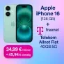 MediaMarkt Tarifwelt: Apple iPhone 16 (128 GB) + freenet Telekom Allnet Flat 40GB 5G für 34,99 € / Monat + 45,94 € einmalig