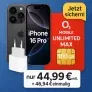 MediaMarkt Tarifwelt: Apple iPhone 16 Pro (128 GB) + Apple USB-C Power Adapter 20W + o2 Mobile Unlimited Max 100GB 5G für 44,99 € / Monat + 46,94 € einmalig