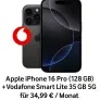 Logitel: Apple iPhone 16 Pro (128 GB) + Vodafone Smart Lite 35 GB 5G für 34,99 € / Monat + 373,99 € einmalig