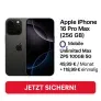 MediaMarkt Tarifwelt: Apple iPhone 16 Pro Max (256 GB) + o2 Mobile Unlimited Max ZP5 100GB 5G für 49,99 € / Monat + 118,99 € einmalig