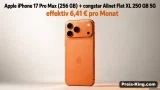 starmobile: Apple iPhone 17 Pro Max (256 GB) + congstar Allnet Flat XL 250 GB 5G für 34,00 € / Monat + 604,90 € einmalig