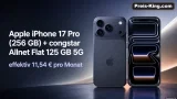 starmobile: Apple iPhone 17 Pro (256 GB) + congstar Allnet Flat M mit Upgrade-Versprechen (2026) 125 GB 5G für 24,00 € / Monat + 799,90 € einmalig