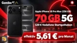Gomibo: Apple iPhone 18 Pro Max (256 GB) + 120 € Vodafone Startguthaben + Vodafone Allnet-Flat 70 GB 5G für 34,99 € / Monat + 1.013,95 € einmalig