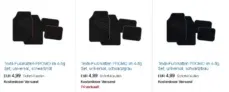 Vers. Textil-Fußmatten 4-tlg. für 4,99€ inkl. Versand