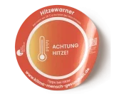Gratis Hitzewarn-Aufkleber reagiert ab 28 Grad